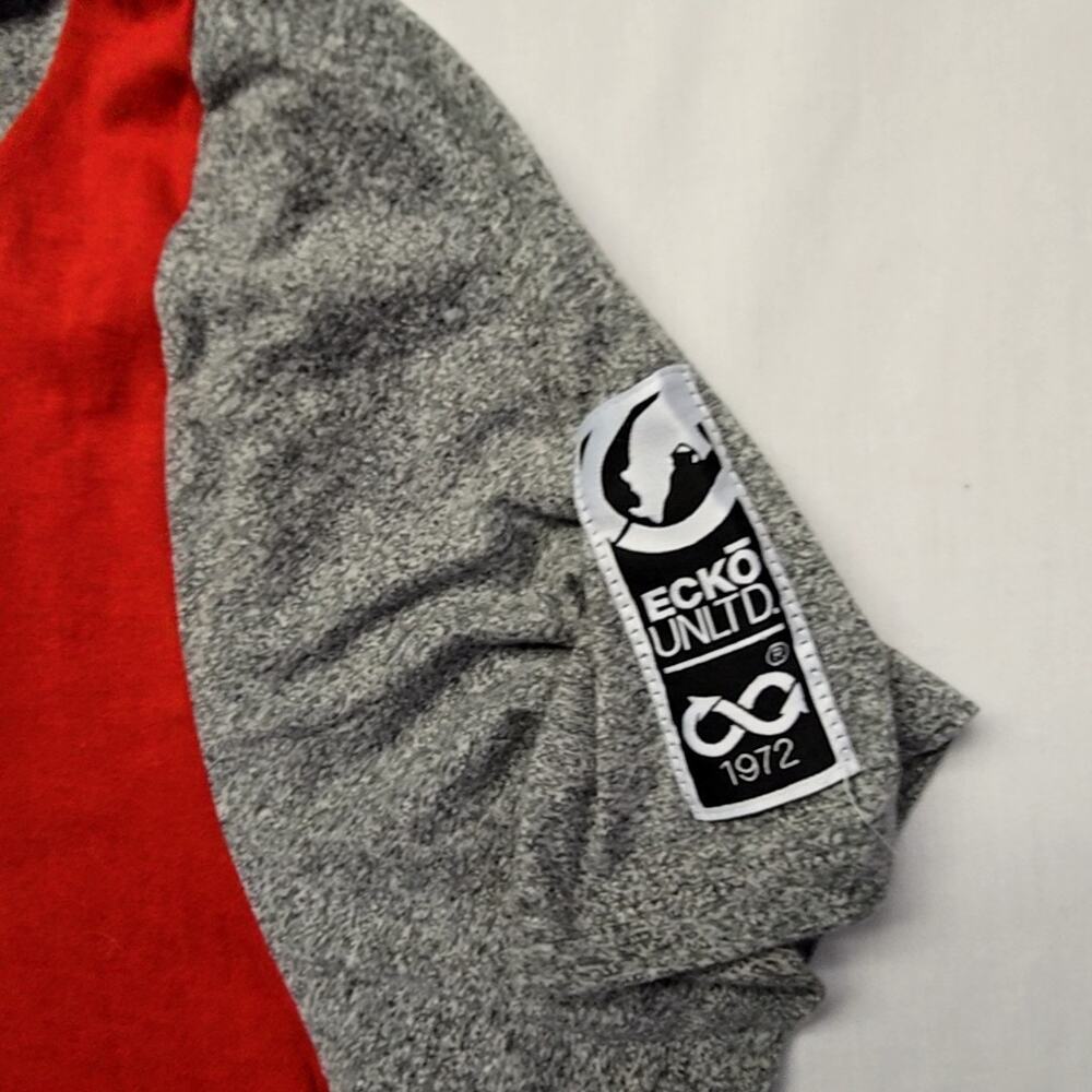 Ecko Unltd Hoodie Graphic Short Sleeve Colorblock Gray Red Black 3XL Streetwear - Picture 3 of 12